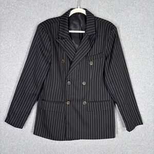 Pinstriped Double Breasted Blazer Sport Coat Medium Suit Business Old Money